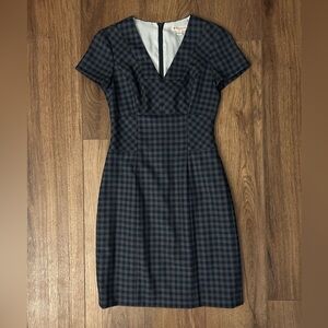 Brooks Brothers Red Fleece Plaid Tartan Blue and Gray Wool Dress